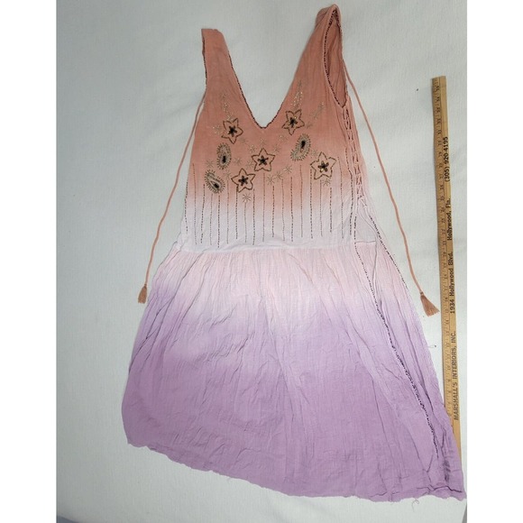 Free People Tunic Top Dress Bali Birdi Embroidered Open Tie Back Cottagecore - Picture 15 of 16